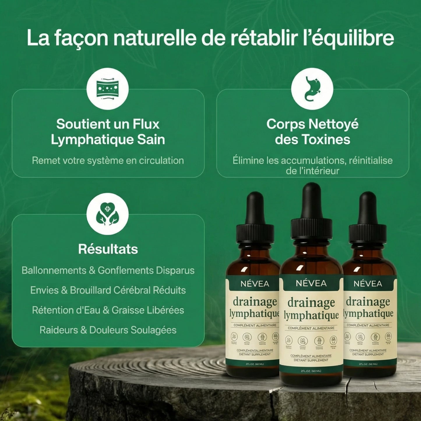 Légèreté retrouvée et gonflement réduit en 16 jours ou moins